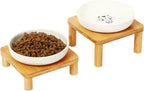 Cat Bowl Stand with Ceramic Dishes