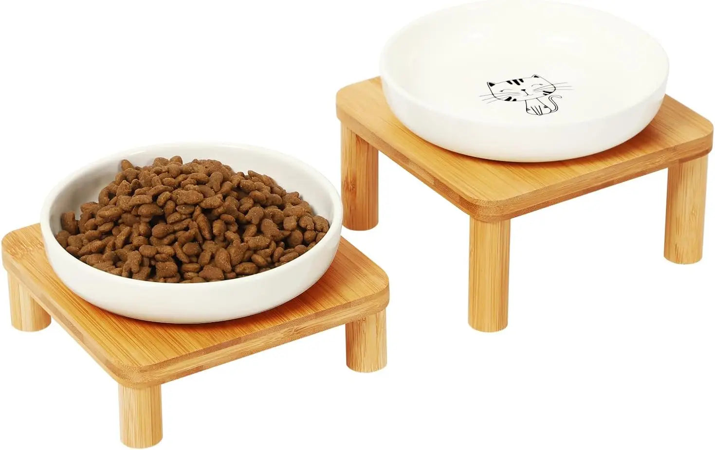 Cat Bowl Stand with Ceramic Dishes