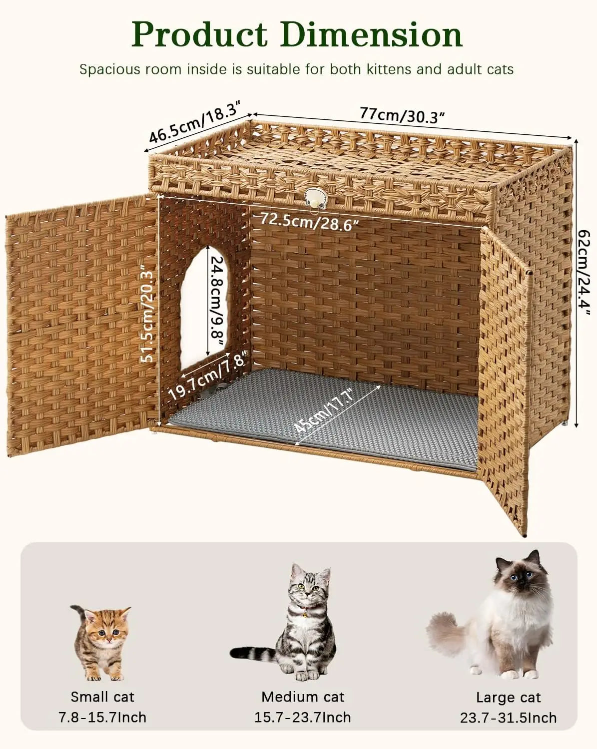 Rattan Cat Litter Box Enclosure