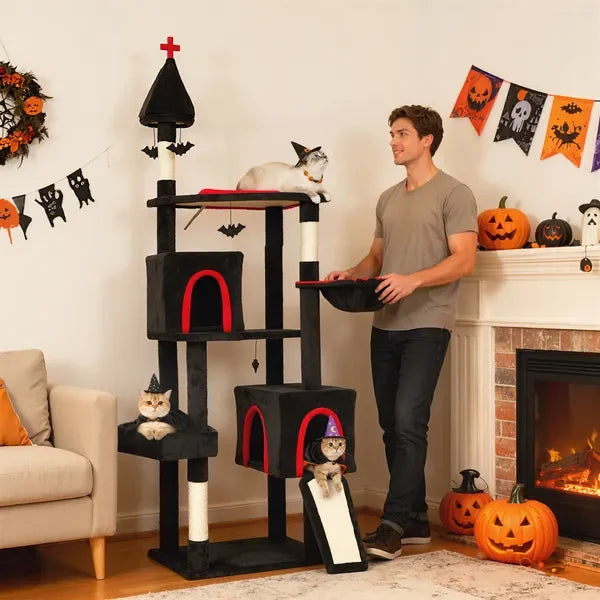 78' Gothic Cat Tree/Coffin Bed