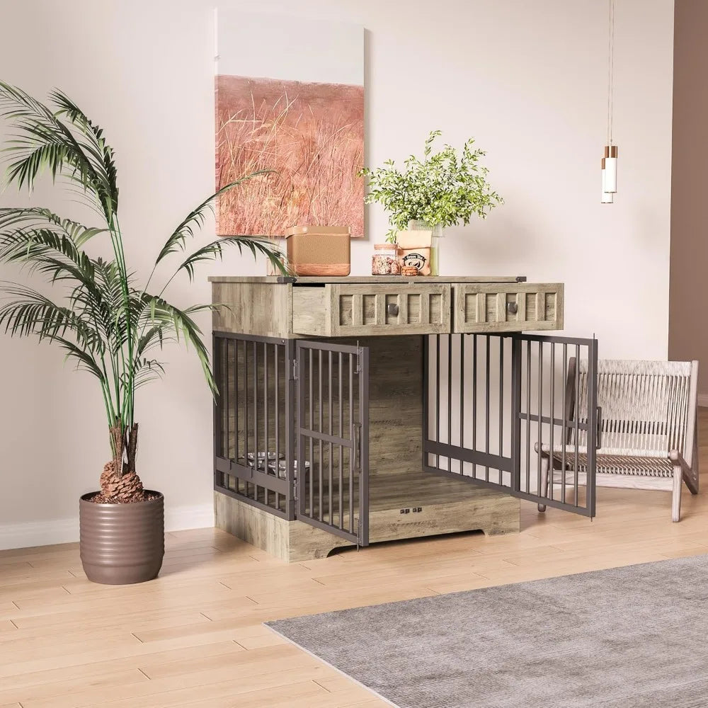 Dog Crate with 2 Drawers, 35.1"