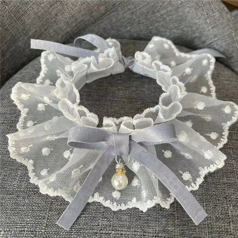 White Lace Bowknot Collar