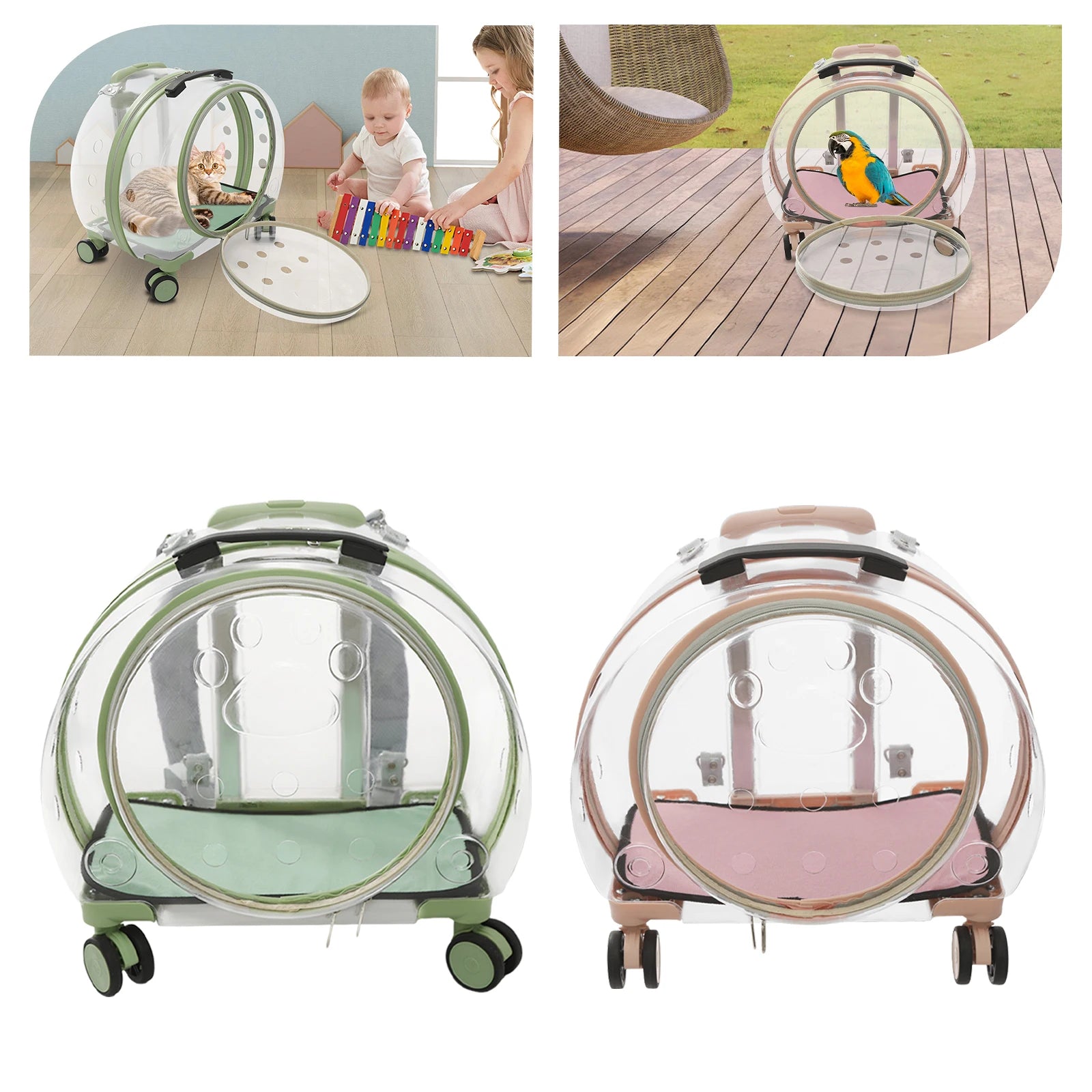 Pink/Green Breathable Cat Carrier