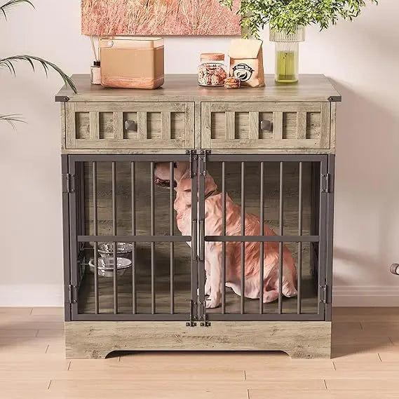 Dog Crate with 2 Drawers, 35.1"