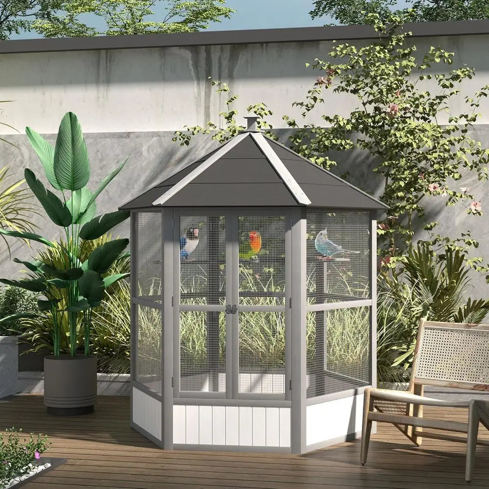 Large Hexagonal Outdoor Aviary