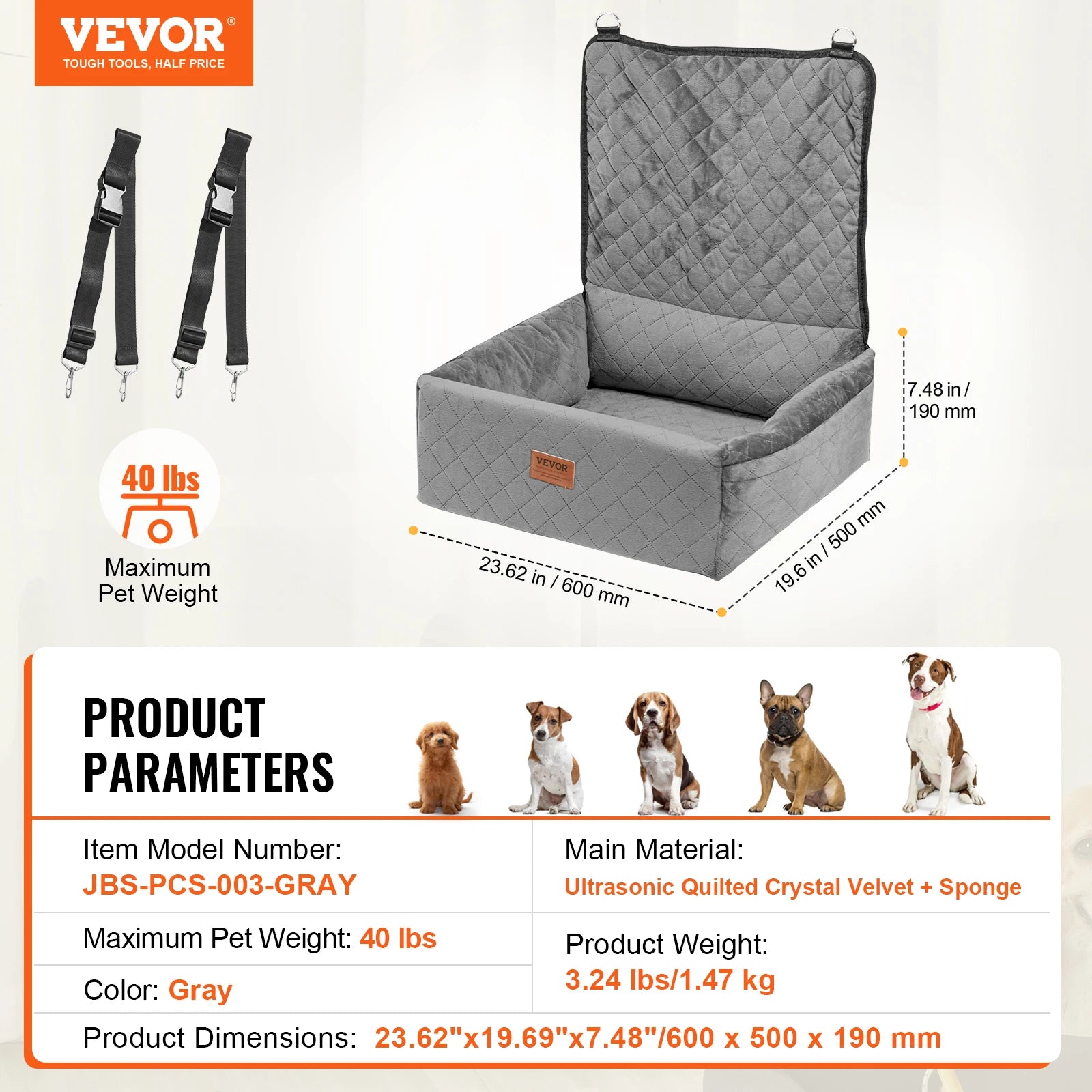 Booster Seat on Car for M/L Dog