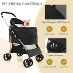 Pet Stroller Black/Rose/Gold, Detachable