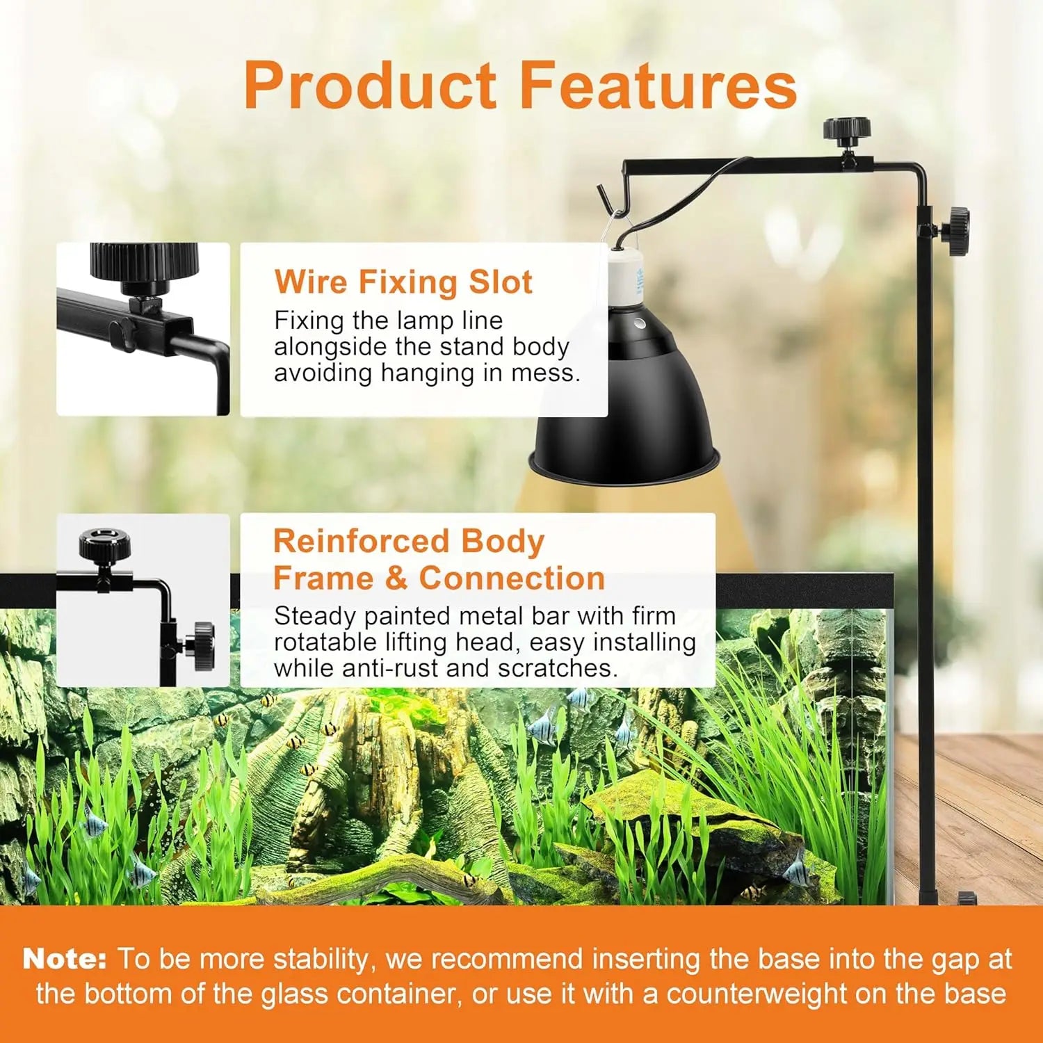 Adjustable Reptile Lamp Stand Holder
