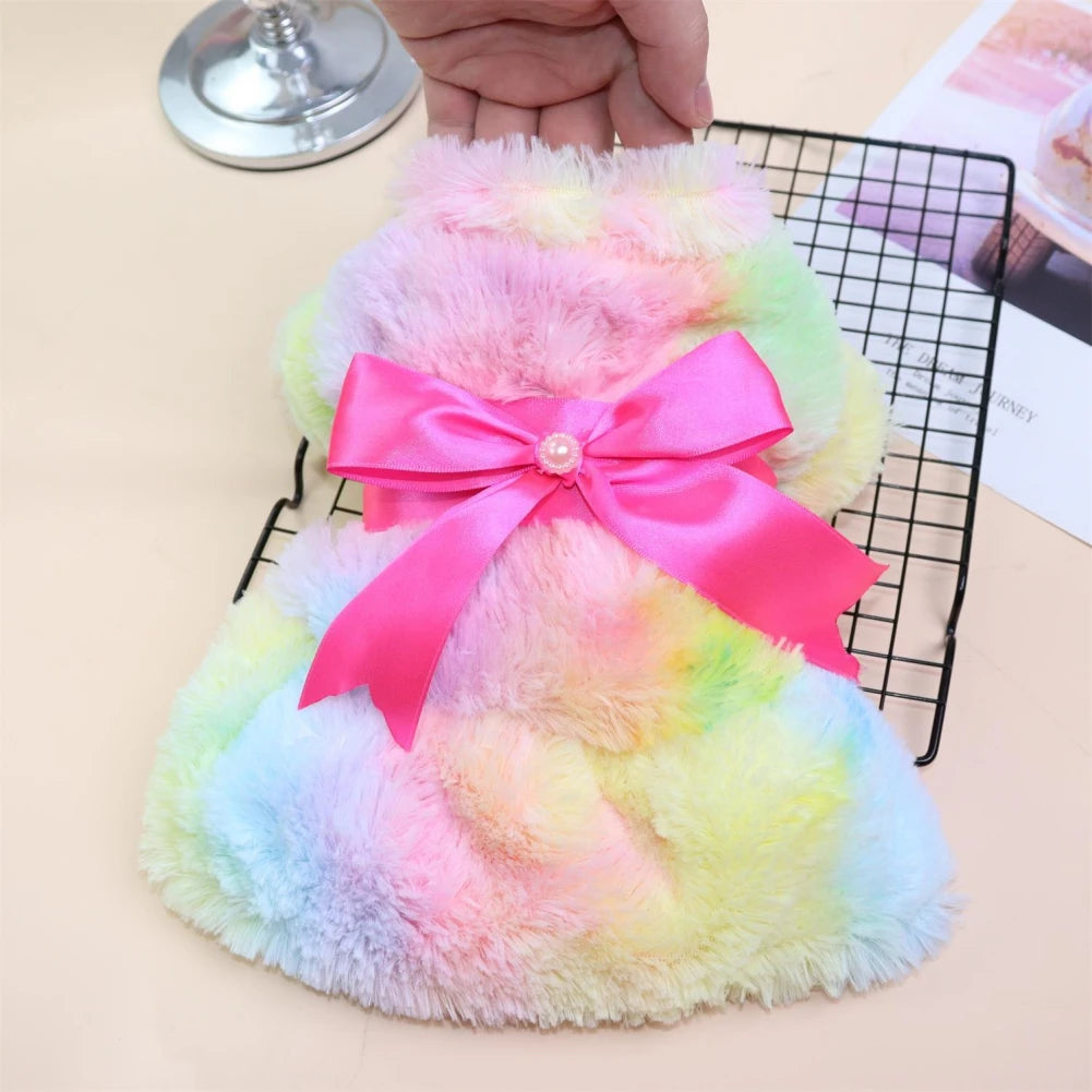 Dog Fluffy Pink Bowknot