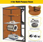 4-Tier Wooden Cat Enclosure