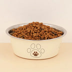 Stainless steel footprint dog bowl