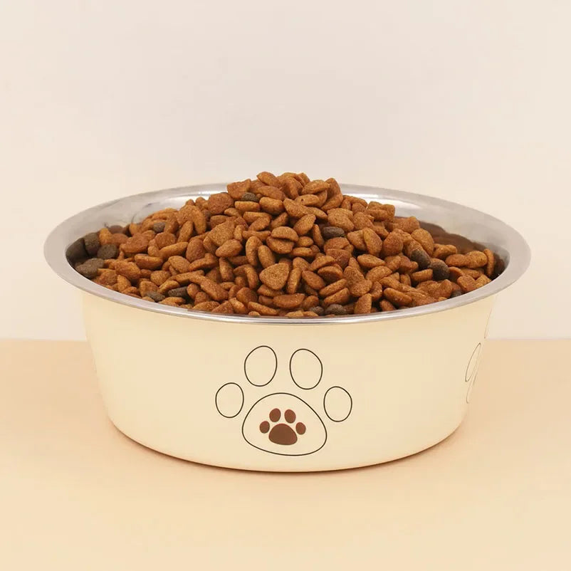 Stainless steel footprint dog bowl