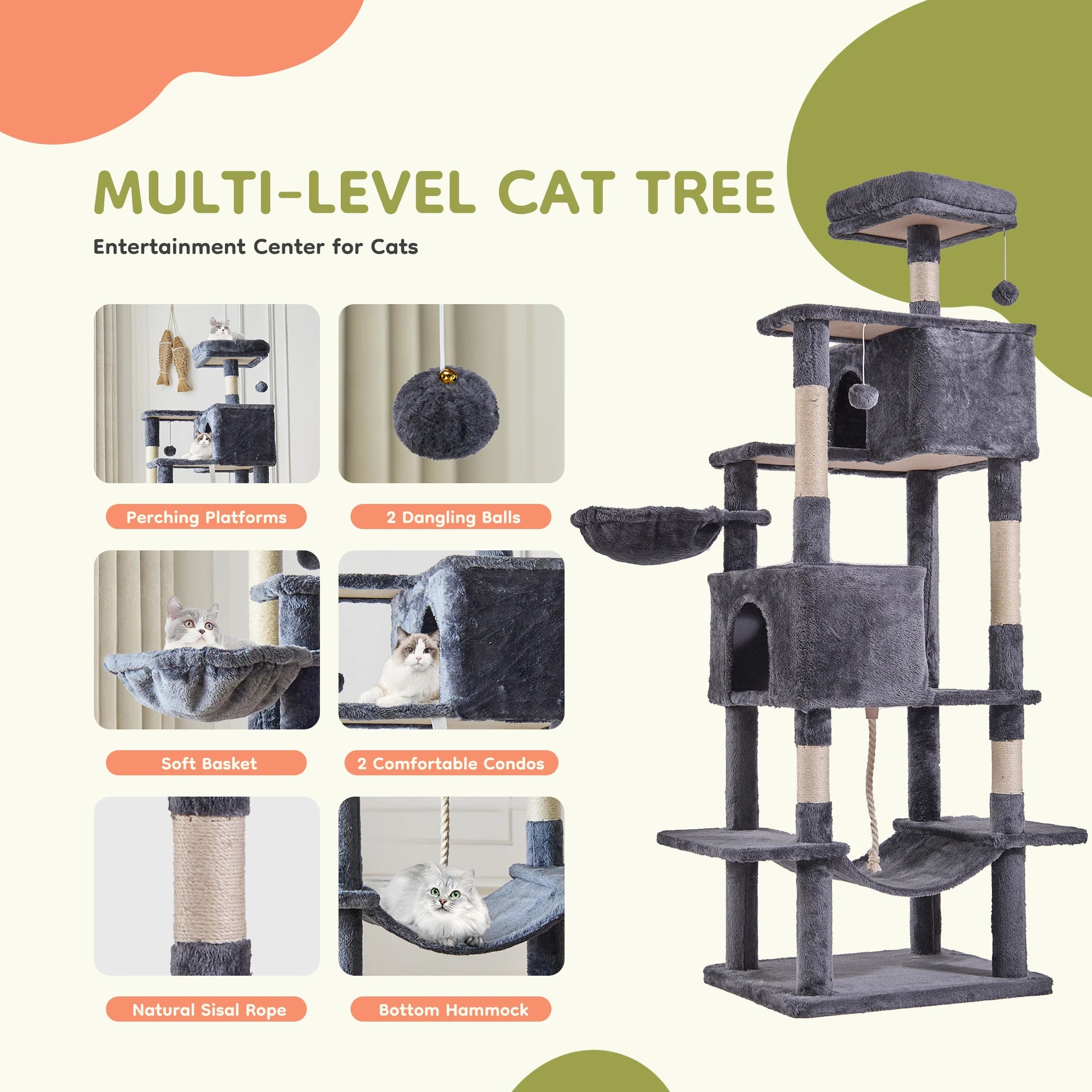 Cat Tree Tower 66 Inch
