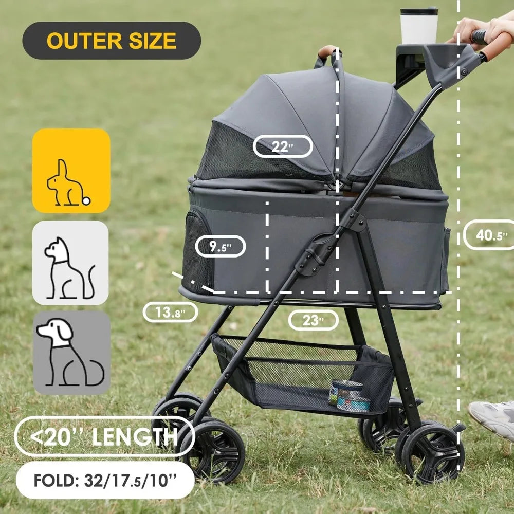 Pet Stroller with Removable Carrier