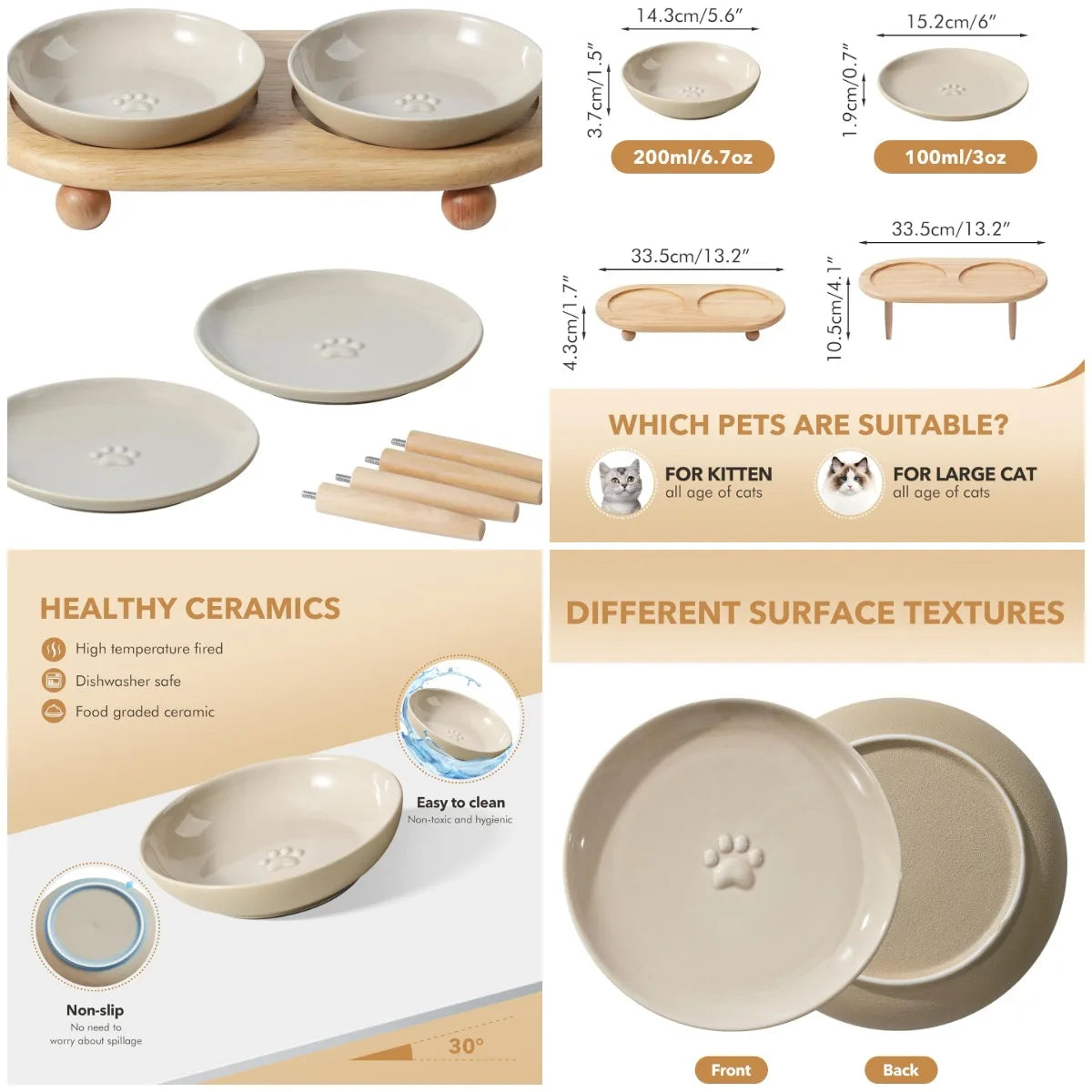 Raised Ceramic Cat Dishes
