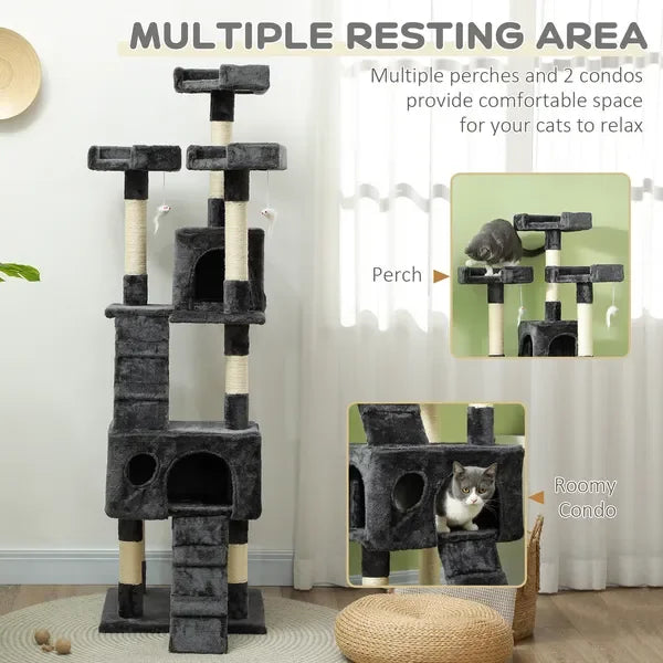 68-inch Multi-Level Cat Tower