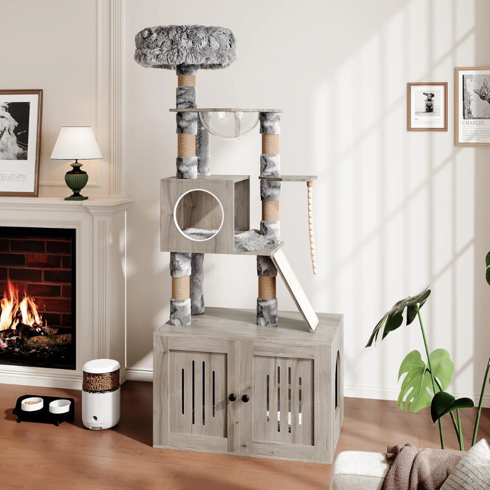 66.9" Cat Tree/Litter Box Enclosure