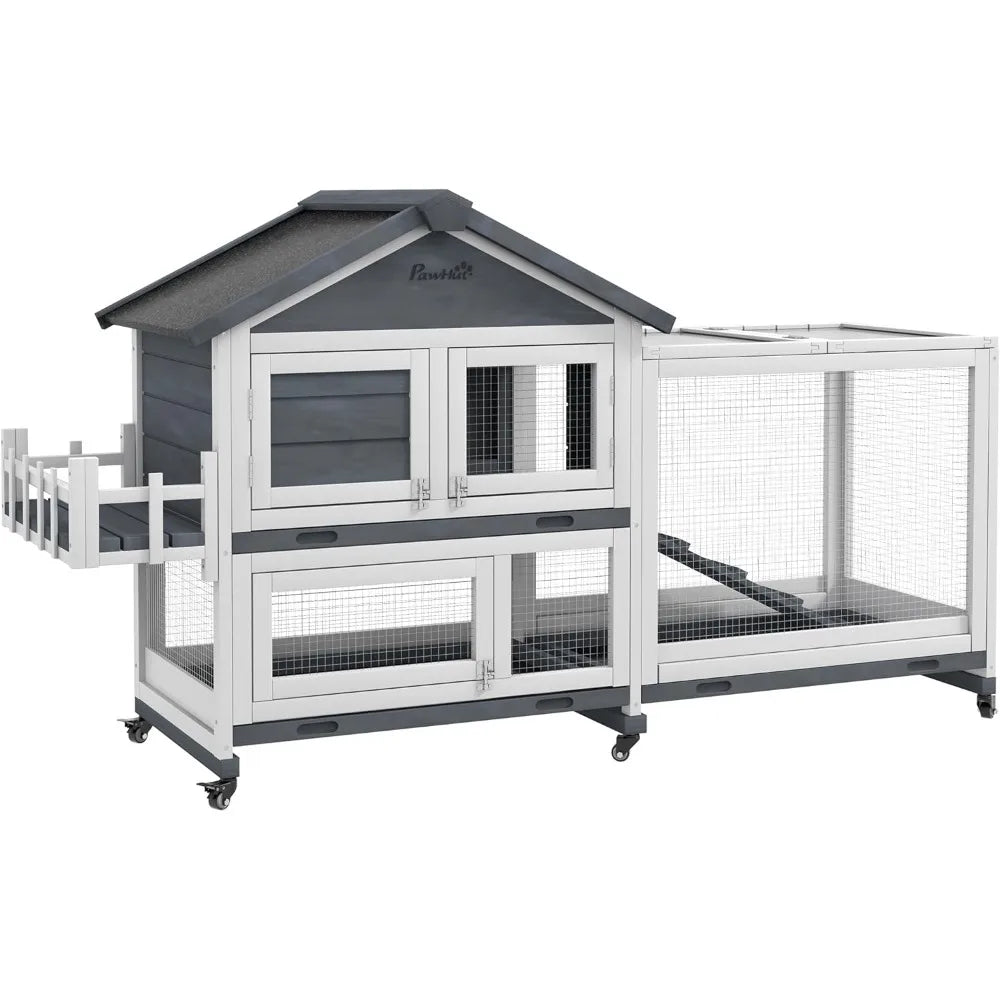 65" Wooden Rabbit Hutch