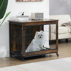 Rustic Dog Crate with Wheels