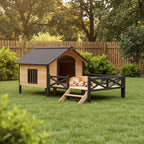 large wooden dog house