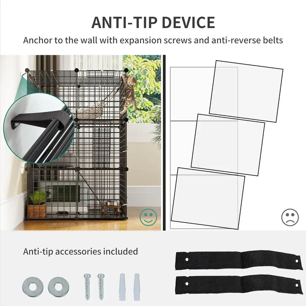 Metal Cat Cage 3-Tiers
