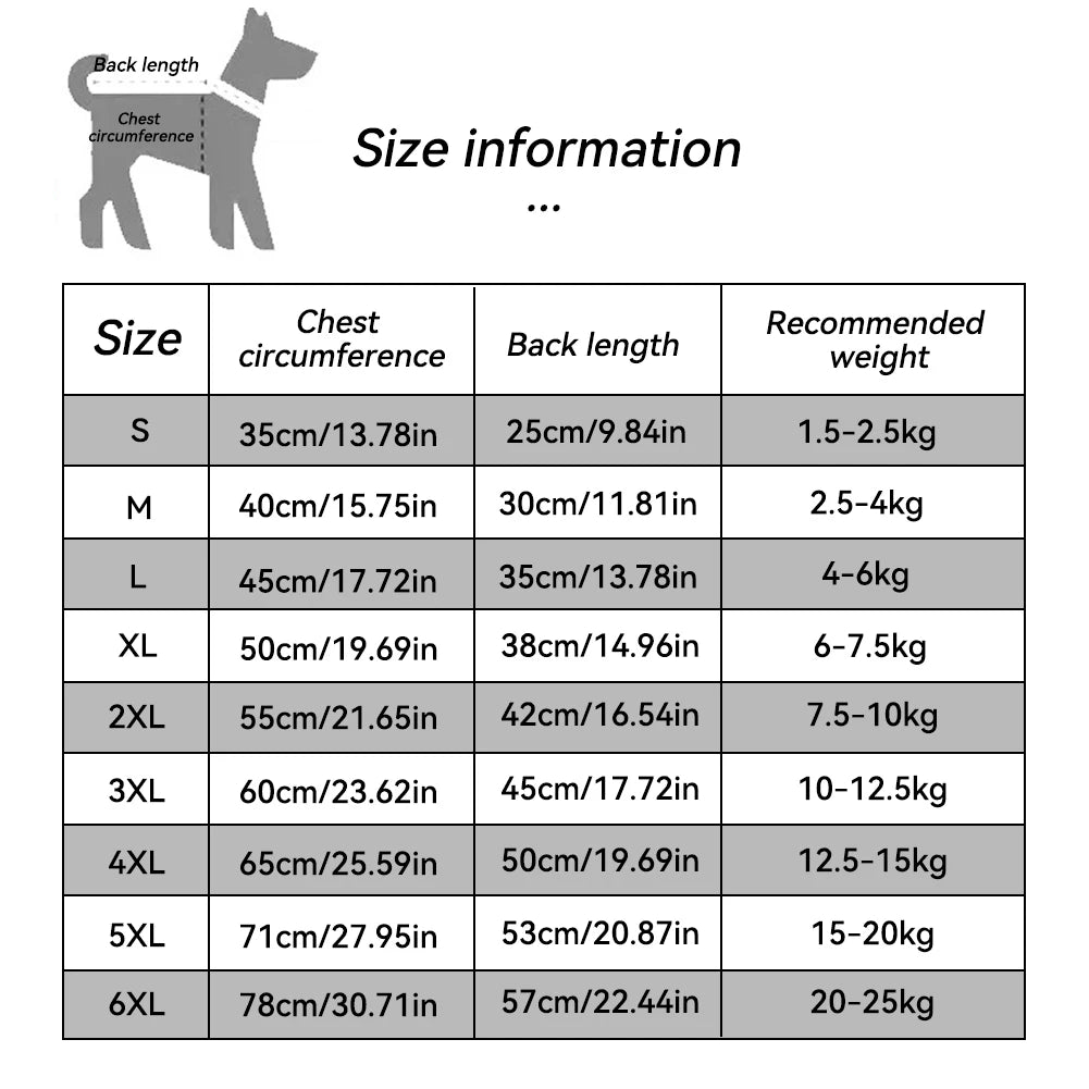 S-6XL Dog Warm Flannel Clothes