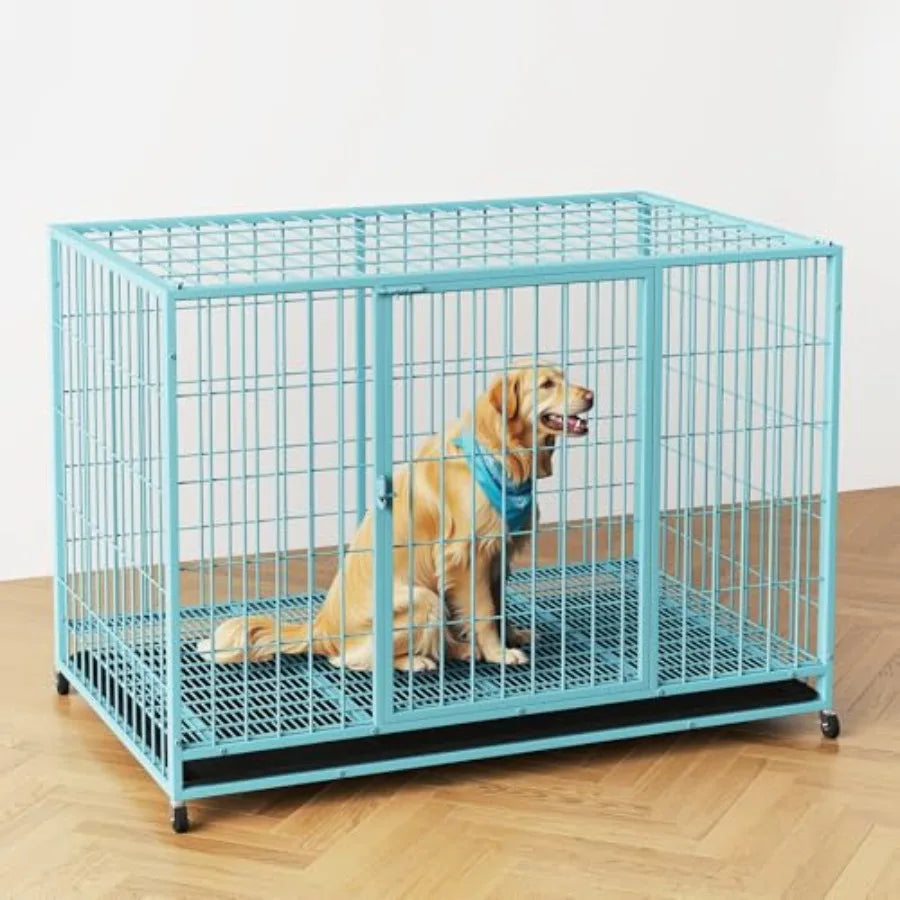 Blue 48 in Metal Wire Dog Crate