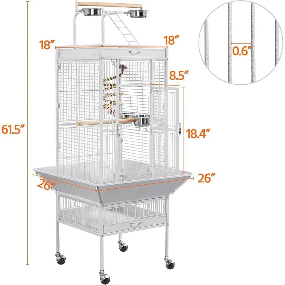 Wrought Iron Play-top Cage, 61"