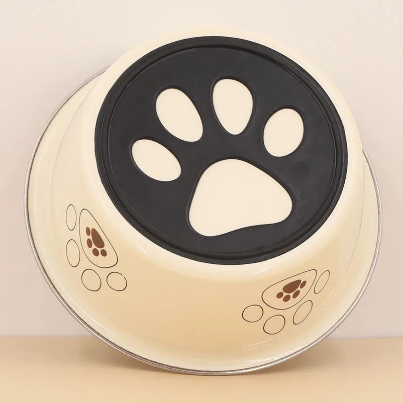 Stainless steel footprint dog bowl