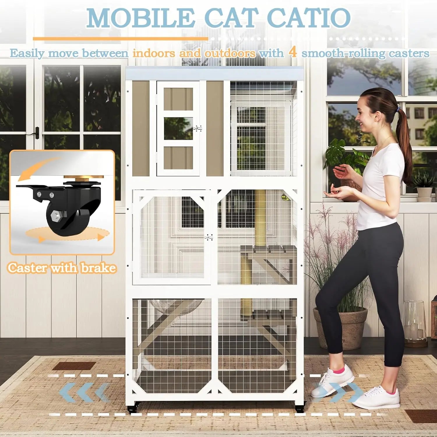 64" Wooden Cat Enclosure