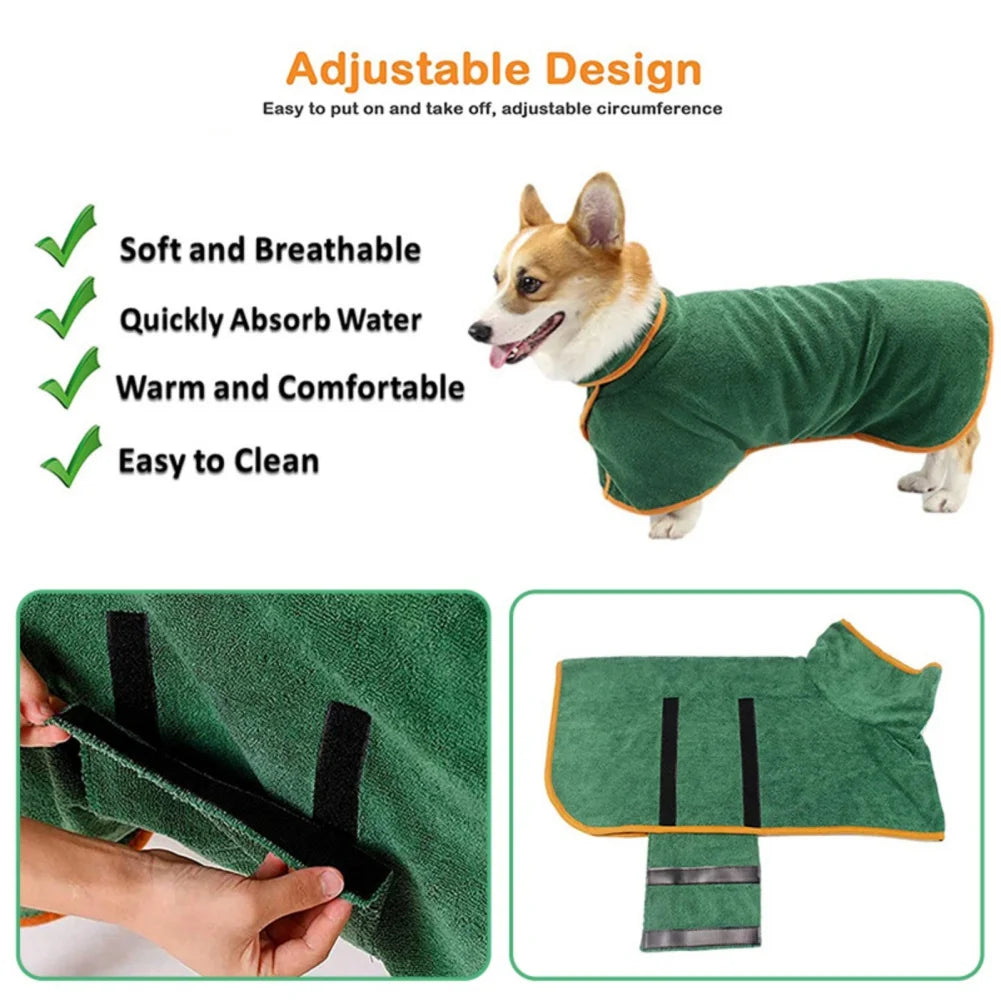 Dog Bathrobe Bath Absorbent Soft Towel