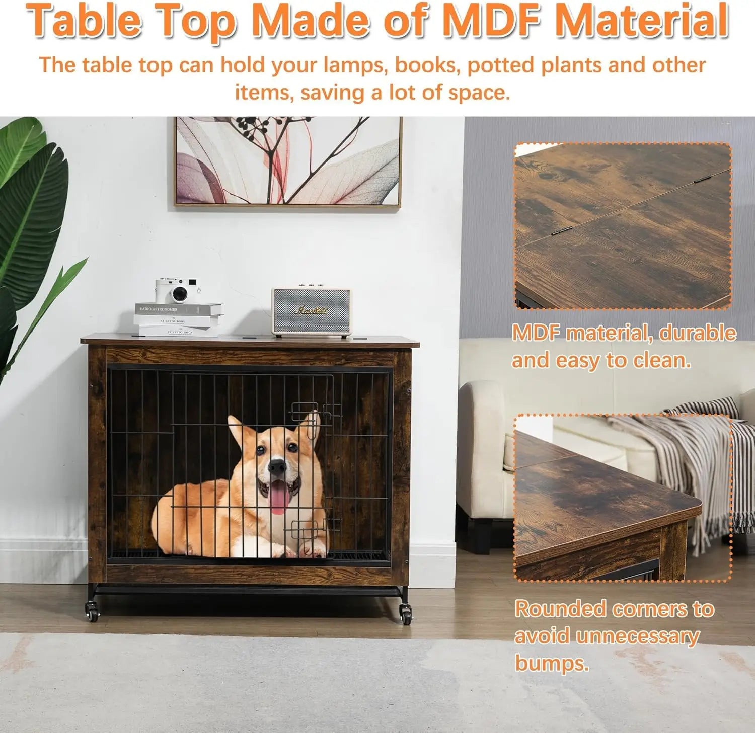 Rustic Dog Crate with Wheels