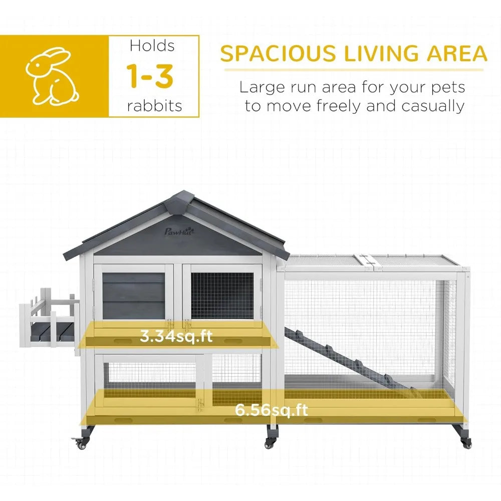 65" Wooden Rabbit Hutch