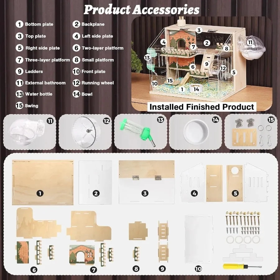 Wooden Hamster Cage/All Accessories
