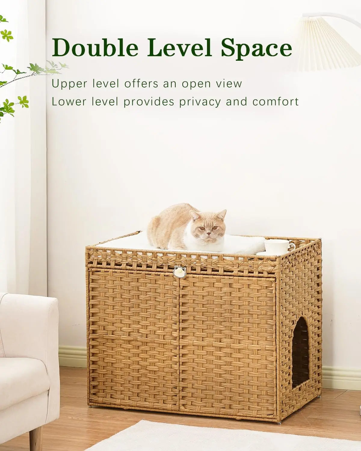 Rattan Cat Litter Box Enclosure