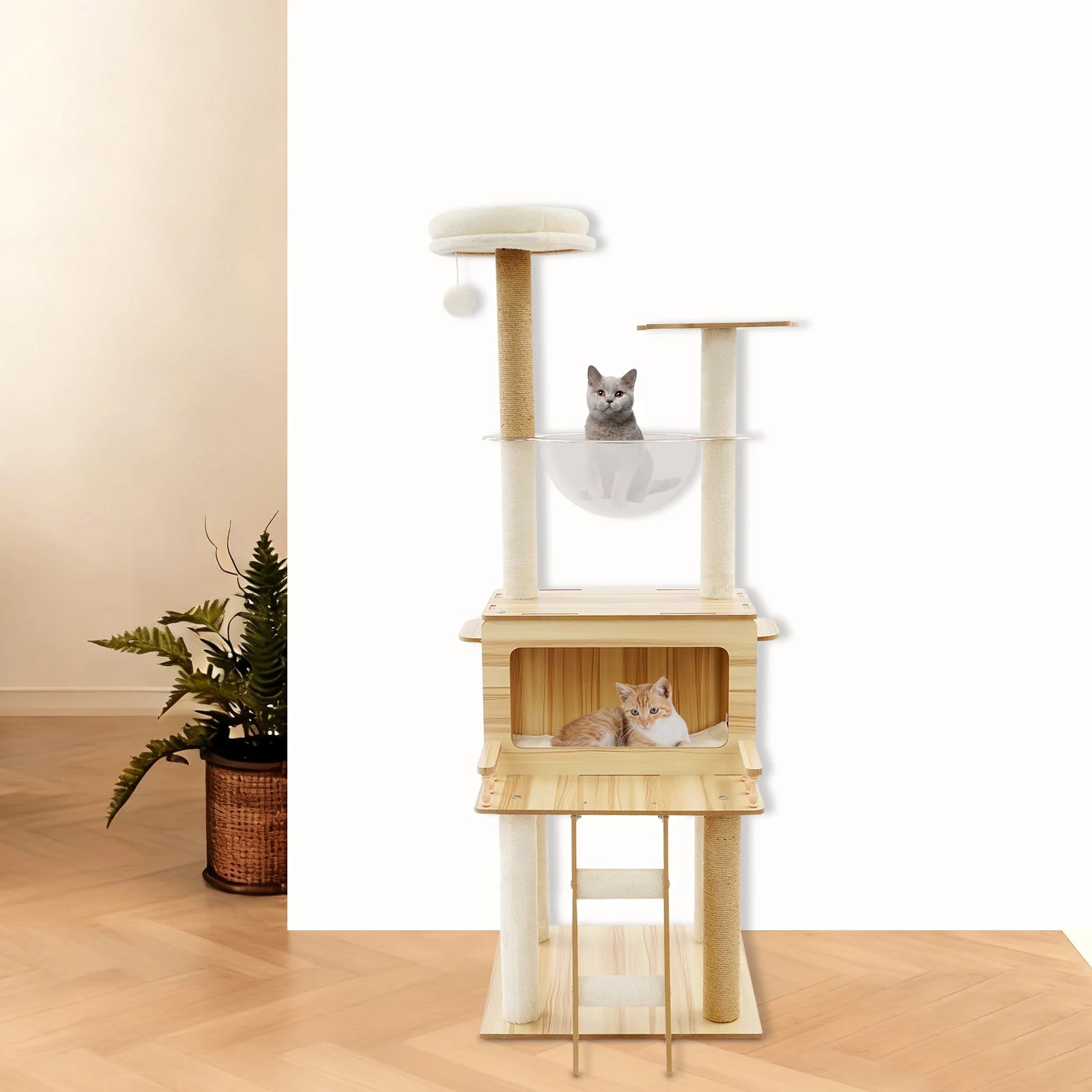 White + wood Cat Tree