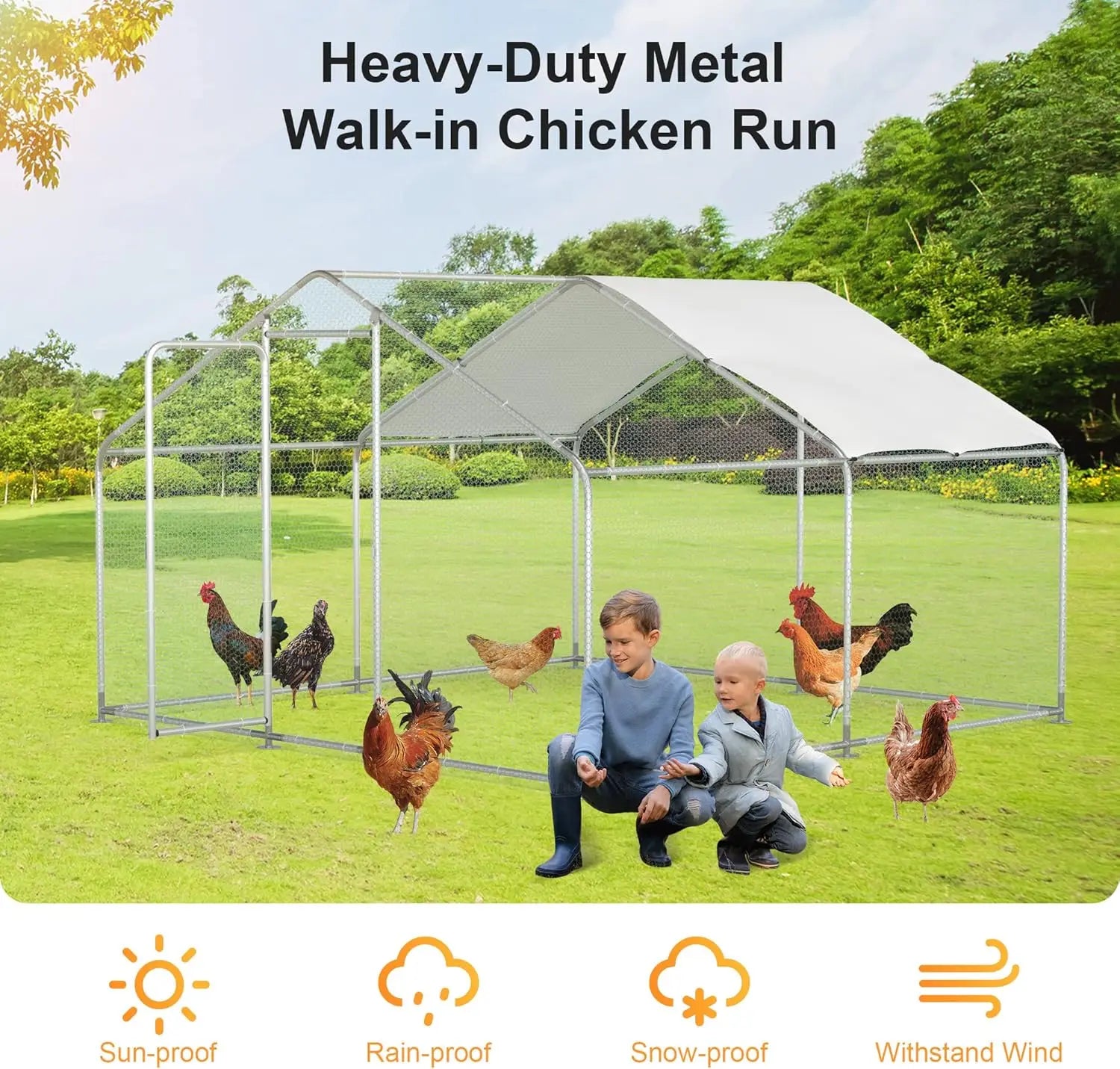 Chicken Coop Large Metal Run