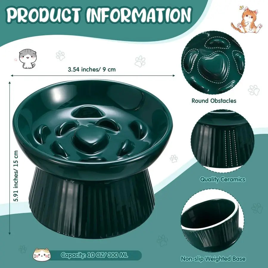 2 Pcs Raised Slow Feeder Bowl