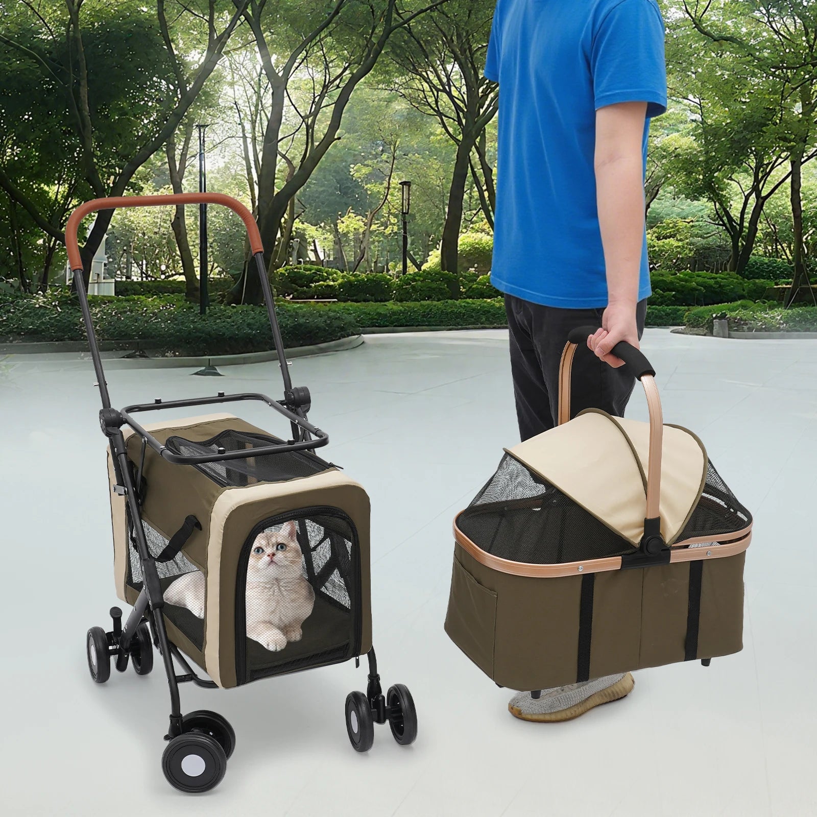 2-Tier Foldable Pet Stroller