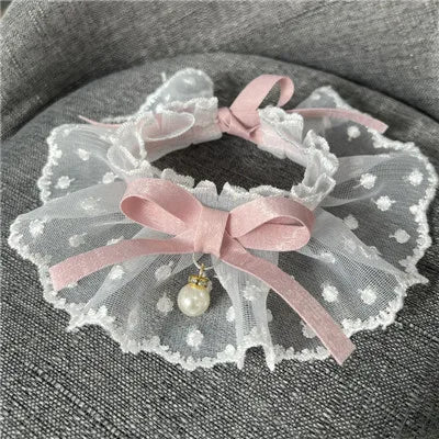 White Lace Bowknot Collar