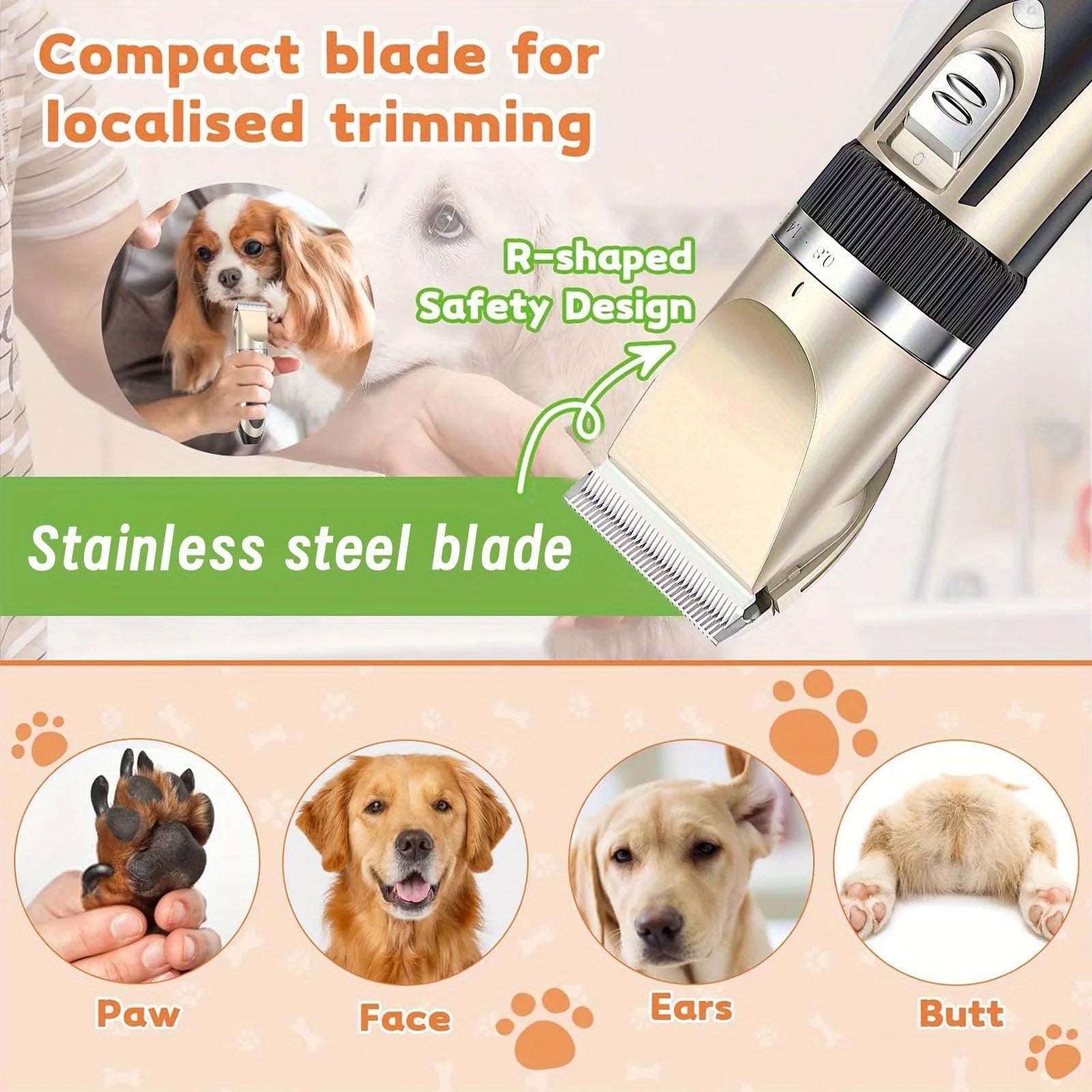 Wireless Electric Pet Grooming Kit:
