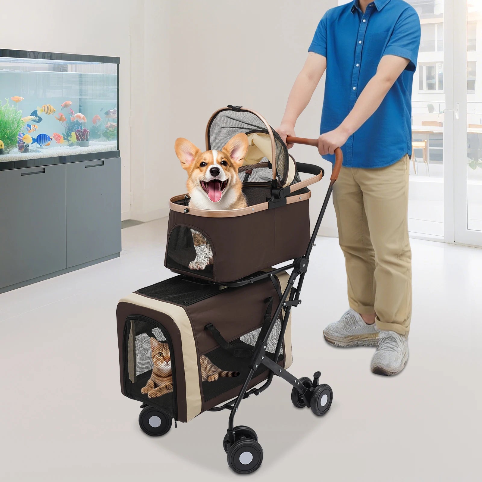 Stroller, 2 Pet Carriers for S/M Dogs