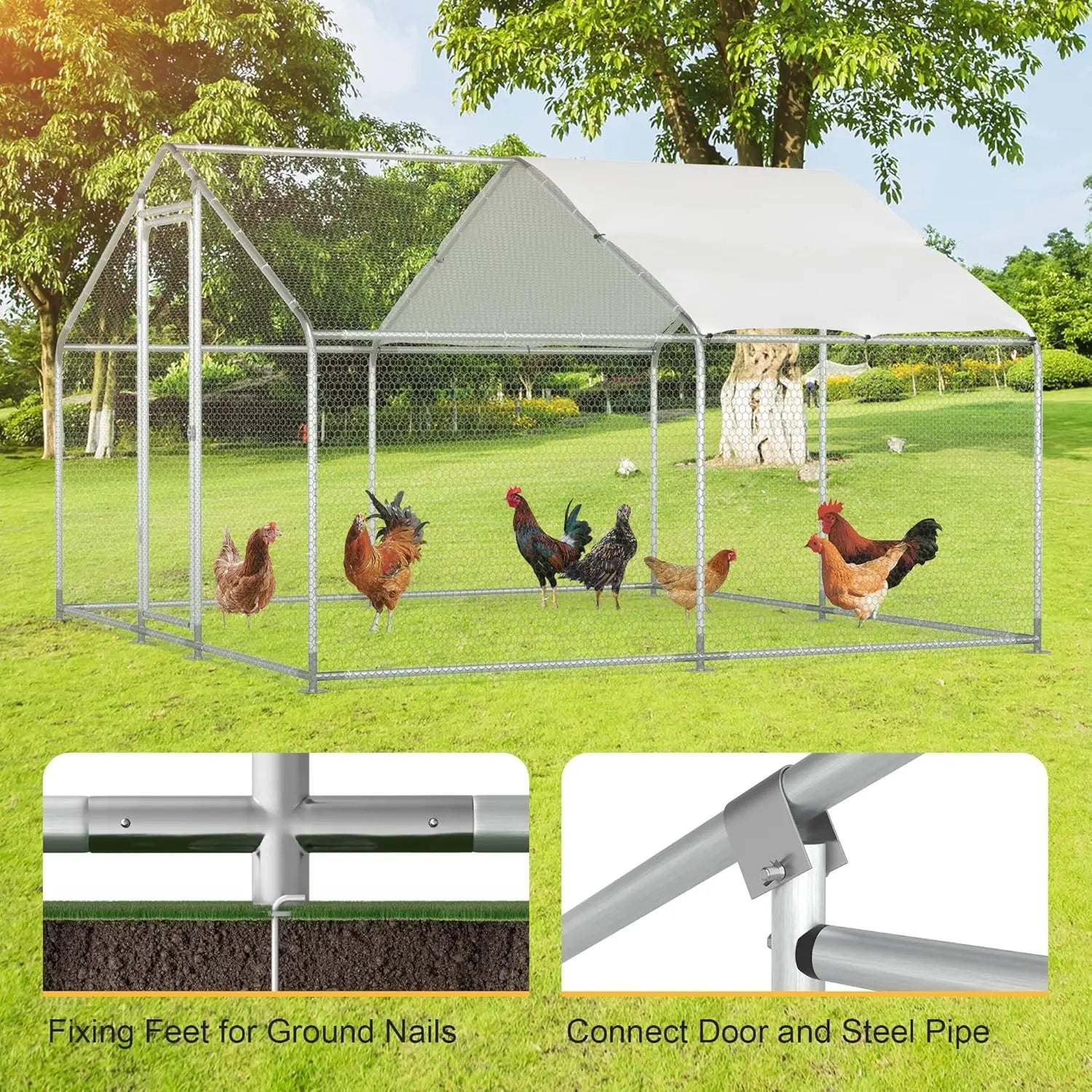 Chicken Coop Large Metal Run