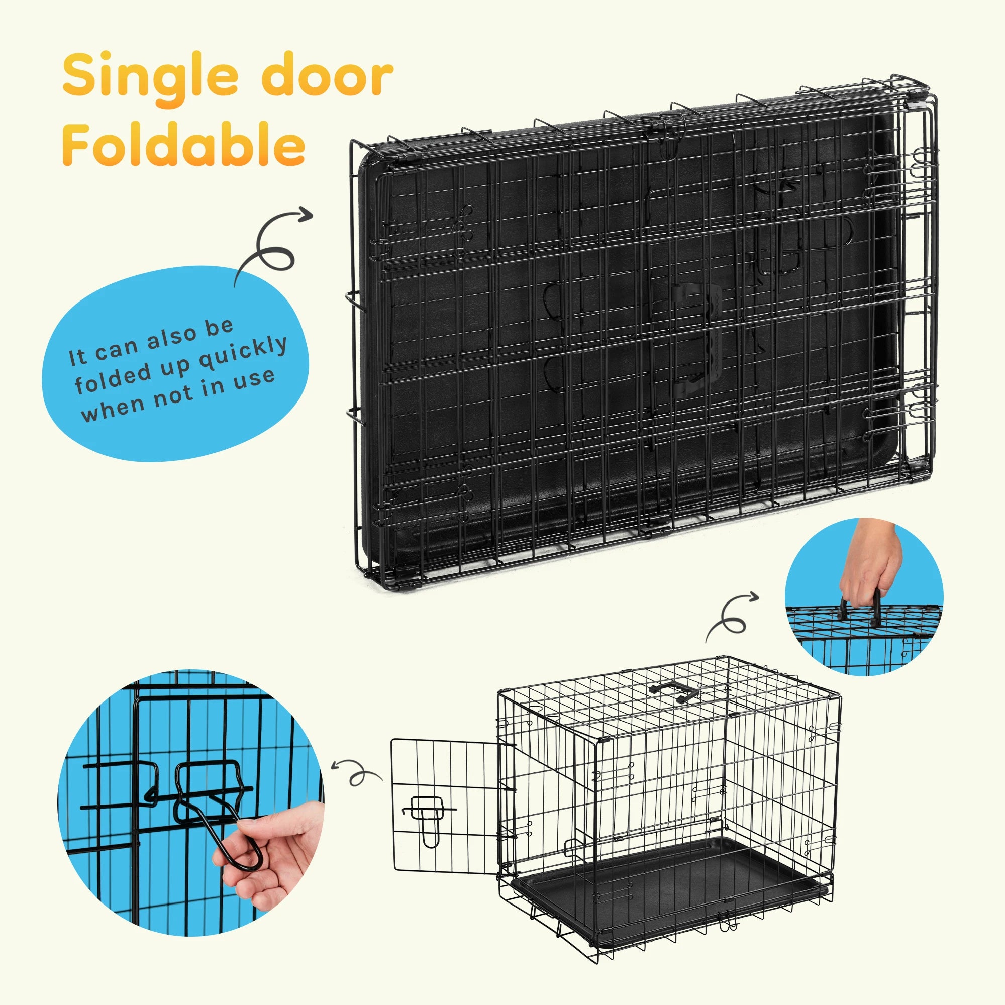 Single Door 30 Inch Folding Cage
