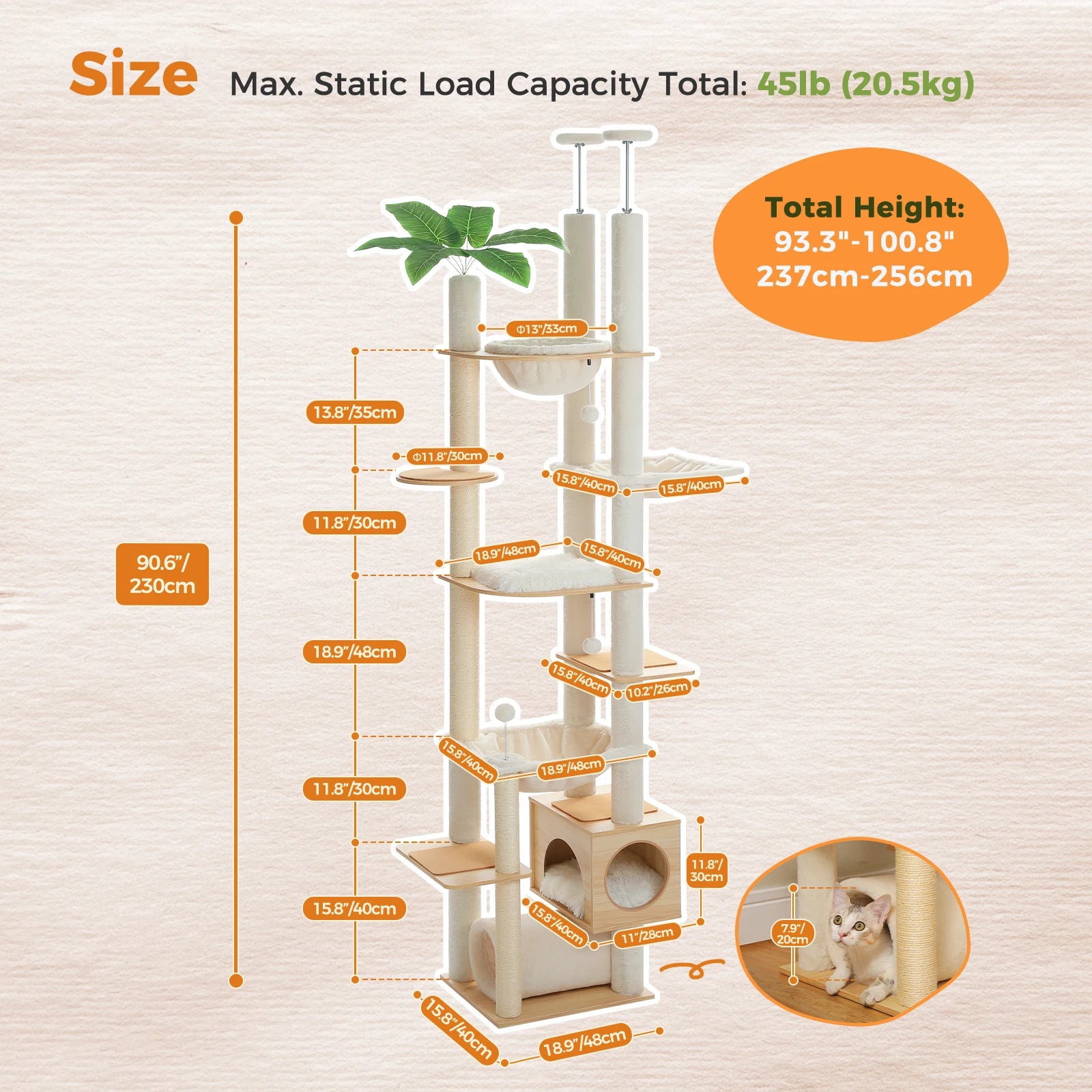 Height Adjustable Cat Tree