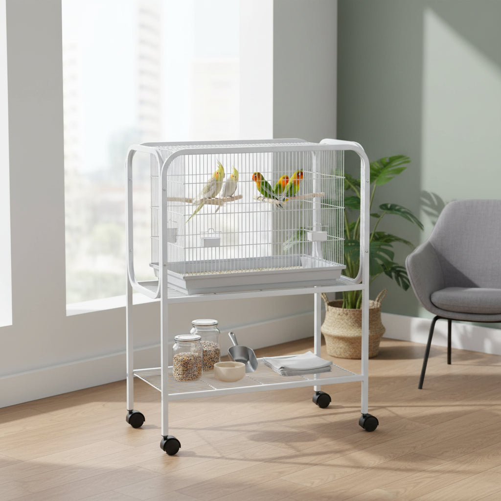 White Bird Cage Stand