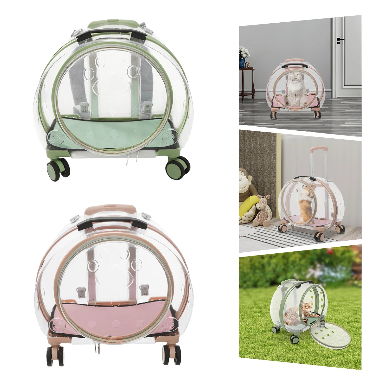 Pink/Green Breathable Cat Carrier