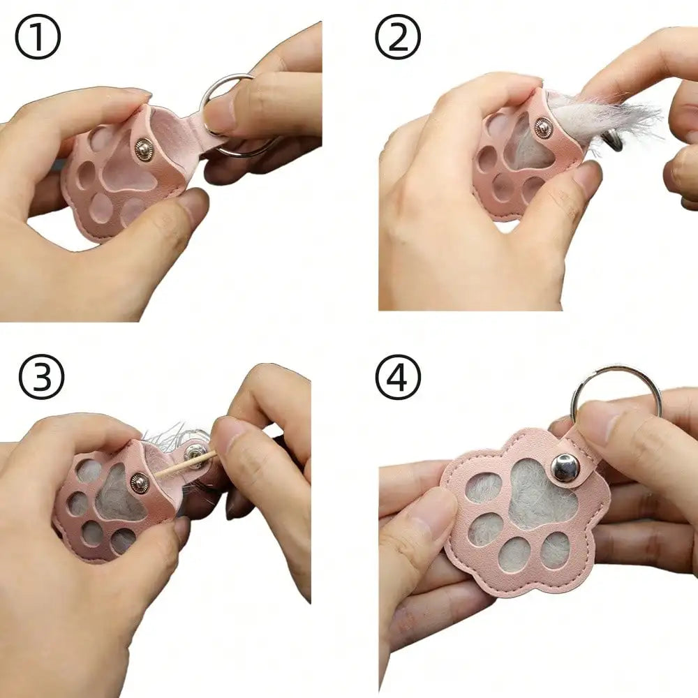 Paw-Shaped Pet Hair Keychain