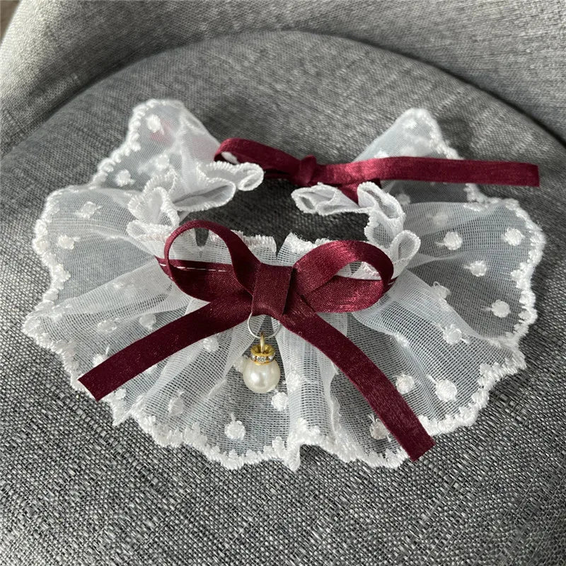 White Lace Bowknot Collar