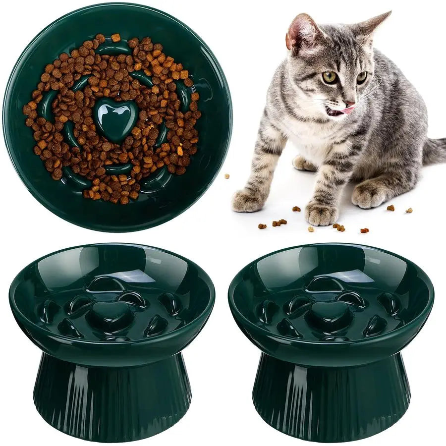 2 Pcs Raised Slow Feeder Bowl